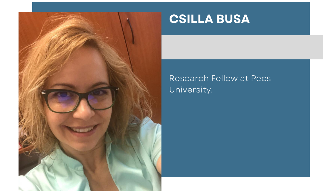 banner with the photo and resume of Csilla Busa