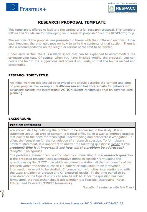 RESPACC research proposal template